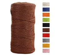 JeogYong Cuerda de yute de 2 mmx100 m, cuerda de yute de color natural de 3 capas, cuerda de yute gruesa para decoración de floristería, agrupación, regalos de envoltura (café)