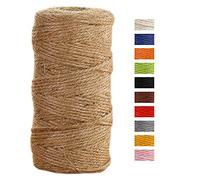 JeogYong Cuerda de yute de 2 mmx100 m, cuerda de yute de color natural de 3 capas, cuerda de yute gruesa para decoración de floristería, agrupación, regalos de envoltura (marrón)