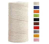JeogYong Cuerda de yute de 2 mmx100 m, cuerda de yute de color natural de 3 capas, cuerda de yute gruesa para decoración de floristería, agrupación, regalos de envoltura (blanco)