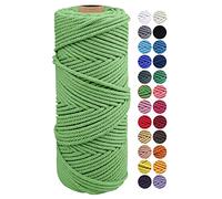 JeogYong Cuerda Macrame, Hilo Cordón Algodón Natural Grueso Cordón Macramé, 4 Hilos de Algodón, para Tapices, Colgadores Plantas, Manualidades Bricolaje, El Hogar Decoracion 2mm x 100m (Verde Hierba)