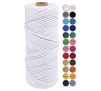 JeogYong Cuerda Macrame, Hilo Cordón Algodón Natural Grueso Cordón Macramé, 4 Hilos de Algodón, para Tapices, Colgadores Plantas, Manualidades Bricolaje, El Hogar Decoracion 2mm x 100m (Beige)