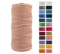 JeogYong Cuerda Macrame, Hilo Cordón Algodón Natural Grueso Cordón Macramé para Tapices, Colgadores Plantas Manualidades Bricolaje El Hogar Decoracion Envoltura Regalos 3mm x 109 Yards (Rojo ladrillo)