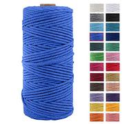 JeogYong Cuerda Macrame, Hilo Cordón Algodón Natural Grueso Cordón Macramé, para Tapices, Colgadores Plantas, Manualidades Bricolaje, El Hogar Decoracion, Envoltura Regalos 3mm x 100m (Azul)