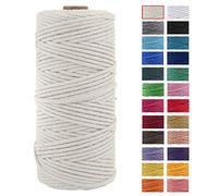 JeogYong Cuerda Macrame, Hilo Cordón Algodón Natural Grueso Cordón Macramé, para Tapices, Colgadores Plantas, Manualidades Bricolaje, El Hogar Decoracion, Envoltura Regalos 3mm x 100m (Natural)
