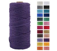 JeogYong Cuerda Macrame, Hilo Cordón Algodón Natural Grueso Cordón Macramé, para Tapices, Colgadores Plantas, Manualidades Bricolaje, El Hogar Decoracion, Envoltura Regalos 3mm x 100m (Módena)