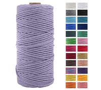 JeogYong Cuerda Macrame, Hilo Cordón Algodón Natural Grueso Cordón Macramé, para Tapices, Colgadores Plantas, Manualidades Bricolaje, El Hogar Decoracion, Envoltura Regalos 3mm x 100m (Morado)