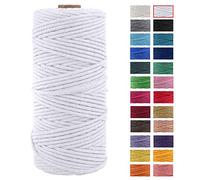 JeogYong Cuerda Macrame, Hilo Cordón Algodón Natural Grueso Cordón Macramé, para Tapices, Colgadores Plantas, Manualidades Bricolaje, El Hogar Decoracion, Envoltura Regalos 3mm x 100m (Blanco)
