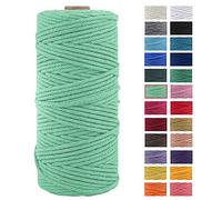 JeogYong Cuerda Macrame, Hilo Cordón Algodón Natural Grueso Cordón Macramé para Tapices Colgadores Plantas Manualidades Bricolaje El Hogar Decoracion Envoltura Regalos 3mm x 109 Yards (Verde Alga)