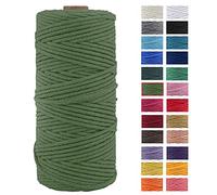 JeogYong Cuerda Macrame, Hilo Cordón Algodón Natural Grueso Cordón Macramé para Tapices, Colgadores Plantas, Manualidades Bricolaje, El Hogar Decoracion (Ejercito Verde)
