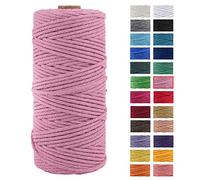 JeogYong Cuerda Macrame, Hilo Cordón Algodón Natural Grueso Cordón Macramé, para Tapices, Colgadores Plantas, Manualidades Bricolaje, El Hogar Decoracion, Envoltura Regalos 3mm x 100m (Rosa)