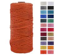 JeogYong Cuerda Macrame, Hilo Cordón Algodón Natural Grueso Cordón Macramé, para Tapices, Colgadores Plantas, Manualidades Bricolaje, El Hogar Decoracion, Envoltura Regalos 3mm x 100m (Naranja)