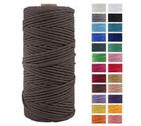 JeogYong Cuerda Macrame, Hilo Cordón Algodón Natural Grueso Cordón Macramé, para Tapices, Colgadores Plantas, Manualidades Bricolaje, El Hogar Decoracion, Envoltura Regalos 3mm x 100m (Marrón)