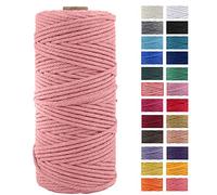 JeogYong Cuerda Macrame, Hilo Cordón Algodón Natural Grueso Cordón Macramé para Tapices, Colgadores Plantas, Manualidades Bricolaje, El Hogar Decoracion (Rosa melocotón)
