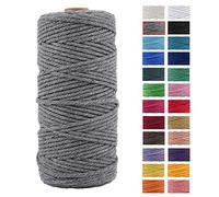 JeogYong Cuerda Macrame, Hilo Cordón Algodón Natural Grueso Cordón Macramé, para Tapices, Colgadores Plantas, Manualidades Bricolaje, El Hogar Decoracion, Envoltura Regalos 3mm x 100m (Gris)