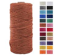 JeogYong Cuerda Macrame, Hilo Cordón Algodón Natural Grueso Cordón Macramé, para Tapices, Colgadores Plantas, Manualidades Bricolaje, El Hogar Decoracion, Envoltura Regalos 3mm x 100m (Coral)