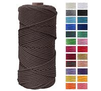 JeogYong Hilo Macrame 4mm x 100m Macrame Cuerda Algodon Natural Cordones de Algodon Colgante de Pared de DIY Artesanía, Colgador de Plantas, Aros para Atrapasueños, Tapices, Foto (Marrón)