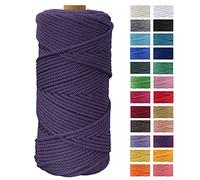 JeogYong Hilo Macrame 4mm x 100m Macrame Cuerda Algodon Natural Cordones de Algodon Colgante de Pared de DIY Artesanía, Colgador de Plantas, Aros para Atrapasueños, Tapices, Foto (Púrpura oscuro)