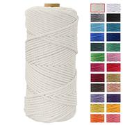 JeogYong Hilo Macrame 4mm x 100m Macrame Cuerda Algodon Natural Cordones de Algodon Colgante de Pared de DIY Artesanía, Colgador de Plantas, Aros para Atrapasueños, Tapices, Foto (Natural)