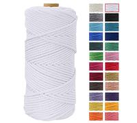 JeogYong Hilo Macrame 4mm x 100m Macrame Cuerda Algodon Natural Cordones de Algodon Colgante de Pared de DIY Artesanía, Colgador de Plantas, Aros para Atrapasueños, Tapices, Foto (Blanco)