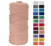 JeogYong Hilo Macrame 4mm x 100m Macrame Cuerda Algodon Natural Cordones de Algodon Colgante de Pared de DIY Artesanía, Colgador de Plantas, Aros para Atrapasueños, Tapices, Foto (Rojo ladrillo)