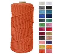 JeogYong Hilo Macrame 4mm x 100m Macrame Cuerda Algodon Natural Cordones de Algodon Colgante de Pared de DIY Artesanía, Colgador de Plantas, Aros para Atrapasueños, Tapices, Foto (Naranja)