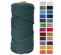 JeogYong Hilo Macrame 4mm x 100m Macrame Cuerda Algodon Natural Cordones de Algodon Colgante de Pared de DIY Artesanía, Colgador de Plantas, Aros para Atrapasueños, Tapices, Foto (Verde oscuro)