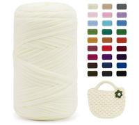 JeogYong Hilo para camiseta, 400 g/131 yardas, tela elástica de ganchillo, cinta gruesa de tela de poliéster para tejer a mano, bolsas de ganchillo, cestas/alfombras, decoración del hogar