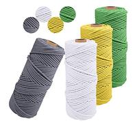 JeogYong - Lote de 4 Cuerdas de macromé de 2 mm x 100 m, Cuerda Natural, Hilo de algodón de macroma, cordón para decoración de Pared, decoración de Interiores, Arte Floral Creativo (A)