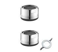JeoPoom 2 PCS Filtro Grifo, Filtro Grifo Cocina 24mm Lavabo Filtro Aireador Grifo Cocina Filtro para Grifo Cocina Baño, Adaptador de Ahorro de Agua(2 Pcs Junta de Goma + 1 Pcs llave)