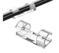 JeoPoom Grapas de Pared para Cable[20PCS], Organizador de Cables Clips de Cables con Adhesivo, Gestión de Cable, Clip Organizador de Cables para USB,TV,Audio en Hogar,Oficina(Transparente)