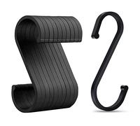 JeoPoom S Ganchos [10 Piezas], Ganchos en Forma de S de Aluminio, Multifuncionales S Ganchos para Utensilios de Cocina, Oficina, Baño, Garaje, Taller e Hogar(8,6 X 5,3 CM, Negro)