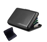 JeoPoom Tarjetero para Hombre y Mujer, Tarjetero RFID Bloqueo de Aluminio, Tarjeteros para Tarjetas de Credito Aluminio, Capacidad 12 Tarjetas y Billetes (Negro)