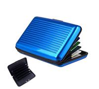 JeoPoom Tarjetero para Hombre y Mujer, Tarjetero RFID Bloqueo de Aluminio, Tarjeteros para Tarjetas de Credito Aluminio, Capacidad 12 Tarjetas y Billetes (Azul)