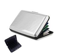 JeoPoom Tarjetero para Hombre y Mujer, Tarjetero RFID Bloqueo de Aluminio, Tarjeteros para Tarjetas de Credito Aluminio, Capacidad 12 Tarjetas y Billetes (Plata)