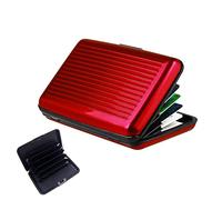 JeoPoom Tarjetero para Hombre y Mujer, Tarjetero RFID Bloqueo de Aluminio, Tarjeteros para Tarjetas de Credito Aluminio, Capacidad 12 Tarjetas y Billetes (Rojo)