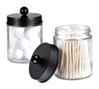 Jeorywoet Dispensador de hisopos de algodón, contenedor de hisopo de algodón 2pcs 3x4.5 Soporte de vidrio transparente con tapa de tapa de hilo dental/lápiz labial/QTIP para baño, sala de estar, bola