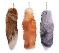 Jeorywoet Therian Tail, 3 Piezas de 15.8 Pulgadas de Largo Therian Fox Tail con Broche, Llavero de Cola de Suave y Esponjoso, Colas de Colgantes para la Mochila de Bolsos, Cola Falsa