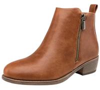 Jeossy Botines de tacón bajo mujer, (Botina-05-amarillo marrón), 38.5 EU