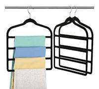 Jeowoqao - Percha de terciopelo para pantalones, antideslizante, ahorro de espacio, paquete de 3 perchas para jeans, múltiples barras, organizador de almacenamiento para pantalones, bufandas,