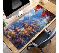 JEPGFOU Alfombrilla Raton Ordenador Grande Gaming Mouse Pad XXL 100 x 40 cm, Impermeable Antideslizante, Lavable, Alfombrilla Escritorio con Base de Caucho para Gamers, PC - Paisaje Azul PjY4804 H-P