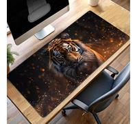 JEPGFOU Alfombrilla Raton Ordenador Grande Gaming Mouse Pad XXL 1000x400x3mm, Impermeable Antideslizante, Lavable, Alfombrilla Escritorio con Base de Caucho para Gamers, PC - Negro Tigre PjY8632 T-P