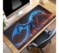 JEPGFOU Alfombrilla Raton Ordenador Grande Gaming Mouse Pad XXL 1000x500x3mm, Impermeable Antideslizante, Lavable, Alfombrilla Escritorio con Base de Caucho para Gamers, PC - DragóN Azul PjY7502 M-1