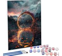 JEPGFOU Pintar por Numeros Adultos, DIY Painting by Numbers Kits, Abstracto RíO Cuadros para Pintar por Numeros Pinturas Acrilicos, con Pinceles, Decoración para el Hogar Regalo 40 x 50cm PjY1881 G-O