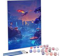 JEPGFOU Pintar por Numeros Adultos DragóN Paisaje, Cuadros por Numeros Pigmento Acrílico, DIY Paint by Number Kit Manualidades Adultos, Decor para el Hogar de pared, Regalo 100 x 135 cm PjY5204 N-A