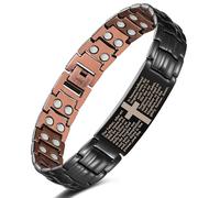Jeracol Pulsera de cobre cruzada para hombre, pulsera de terapia magnética con imanes Poweful de 3800 Gauss, 99,99% cobre puro y caja de regalo
