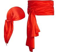 Jerbro Diadema y cinturón pirata para Halloween, disfraz renacentista de capitán, carnaval, cosplay, disfraz (rojo)