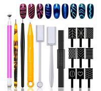 JERCLITY Herramienta de imán de ojo de gato para uñas, placa magnética, placa de varita, placa de imán de uñas de doble extremo, placa magnética de uñas, efecto de tira de lápiz magnético 3D para esmalte de gel de ojo de gato, arte de uñas