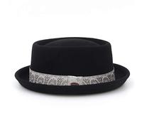 Jerdo Pork Pie Sombrero de Estilo Vintagede 100% Lana para Hombre Fedora con Banda de Tela Gorras Jazz Calentador Otoño/Invierno Negro