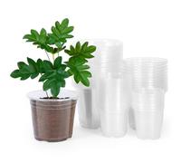 JERIA Paquete de 40 macetas transparentes de 6/5/4/3.5 pulgadas con agujeros de drenaje, macetas transparentes para plantar, macetas de plástico transparente, maceta duradera para plantas suculentas
