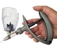 Jeringa automática continua para uso veterinario, fácil inserción de botellas, ideal para vacunación e inyección de ganado